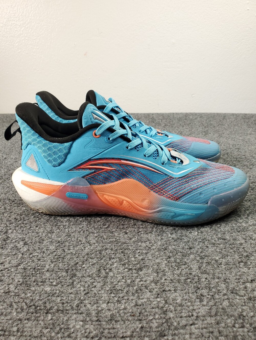 Anta Kai 1 Speed Mens 11.5 Basketball Shoes Ice & Speed Blue Orange Silver